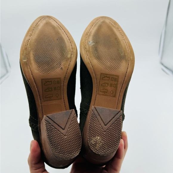 Aldo Leather Suede Military Olive Green Booties - Picture 5 of 8